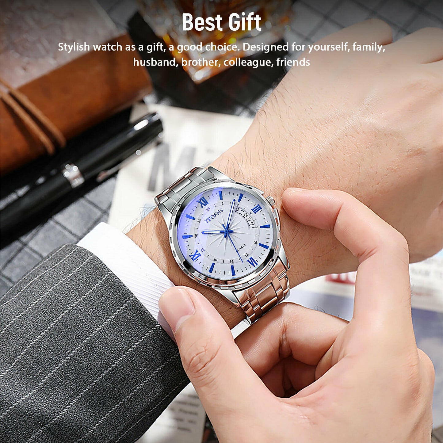 Stainless Steel Watch For MEN Classic Analog Wristwatch Fashion Classic Men Gift