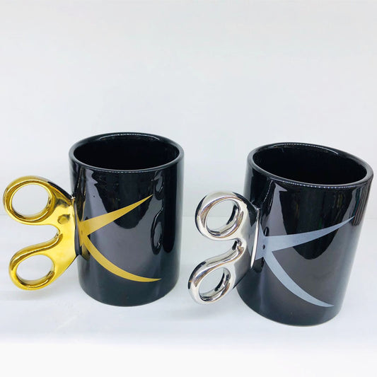 Personalized Scissor Handle Ceramic Mug Creative Scissor Handle Mug Coffee Cup Water Cup