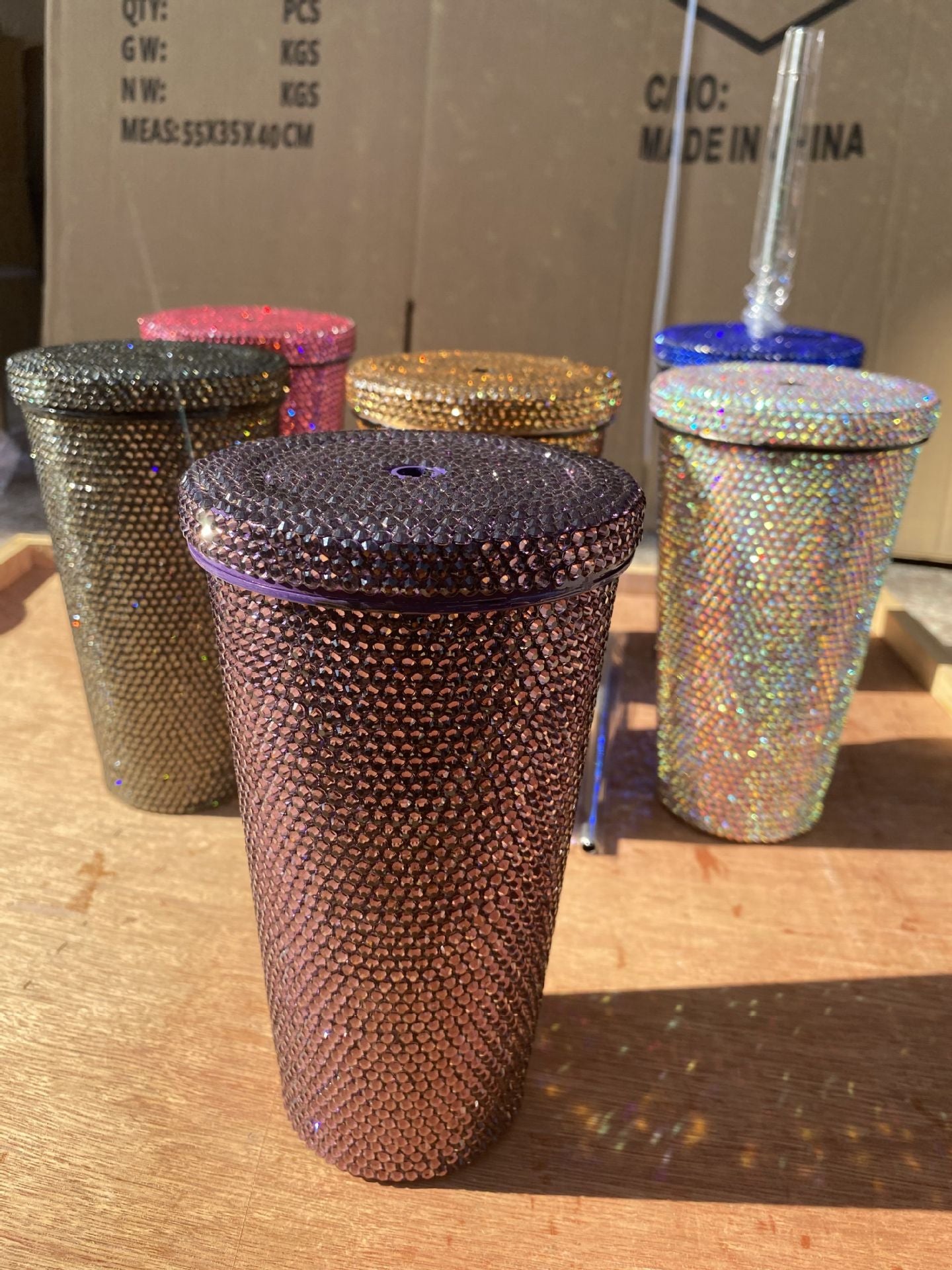 Diamond-Studded Vacuum Flask, Double Straw Cup, Diamond Drink Cup, Drinking Cup, Fine Gift Cup, Full Of Diamonds In Stock