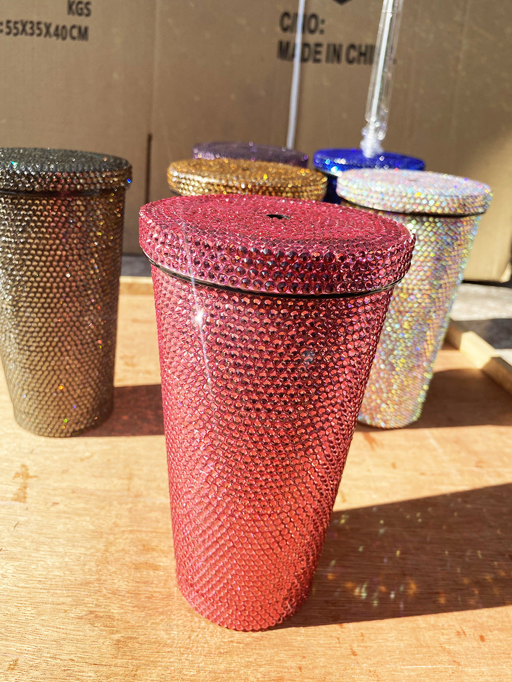 Diamond-Studded Vacuum Flask, Double Straw Cup, Diamond Drink Cup, Drinking Cup, Fine Gift Cup, Full Of Diamonds In Stock