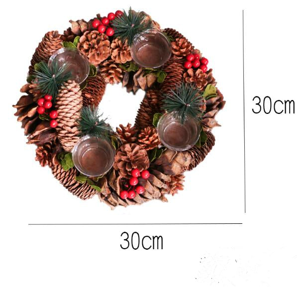 Christmas wreath candlestick decoration