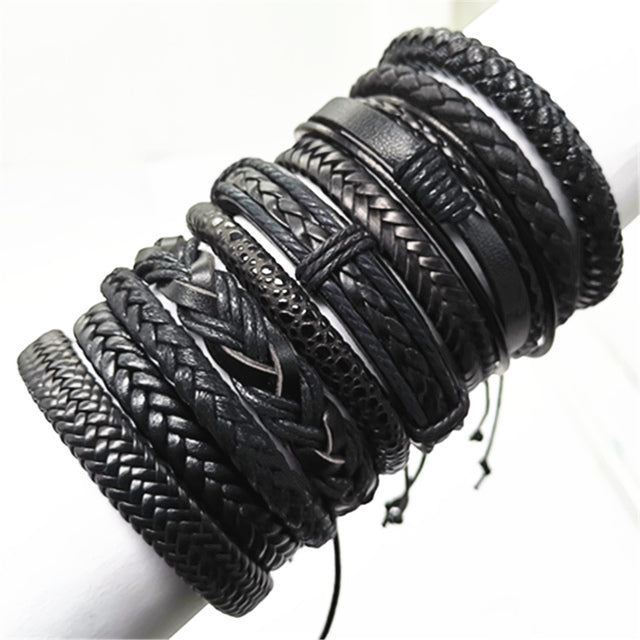 Fashion Bracelets 10pcs Set Wrap Woven Fashion Handmade Men