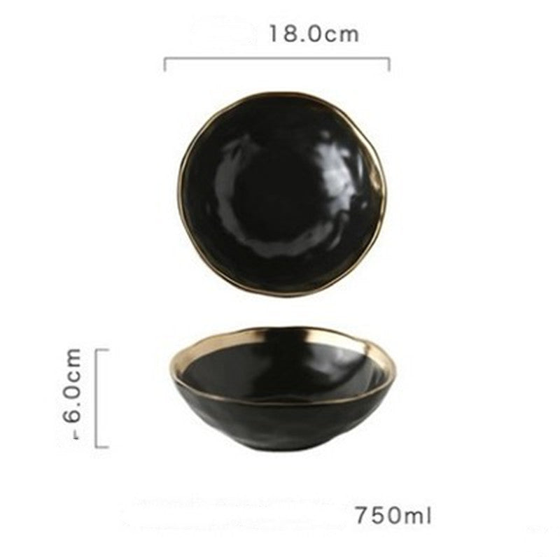 Black gold matt ceramic western plate