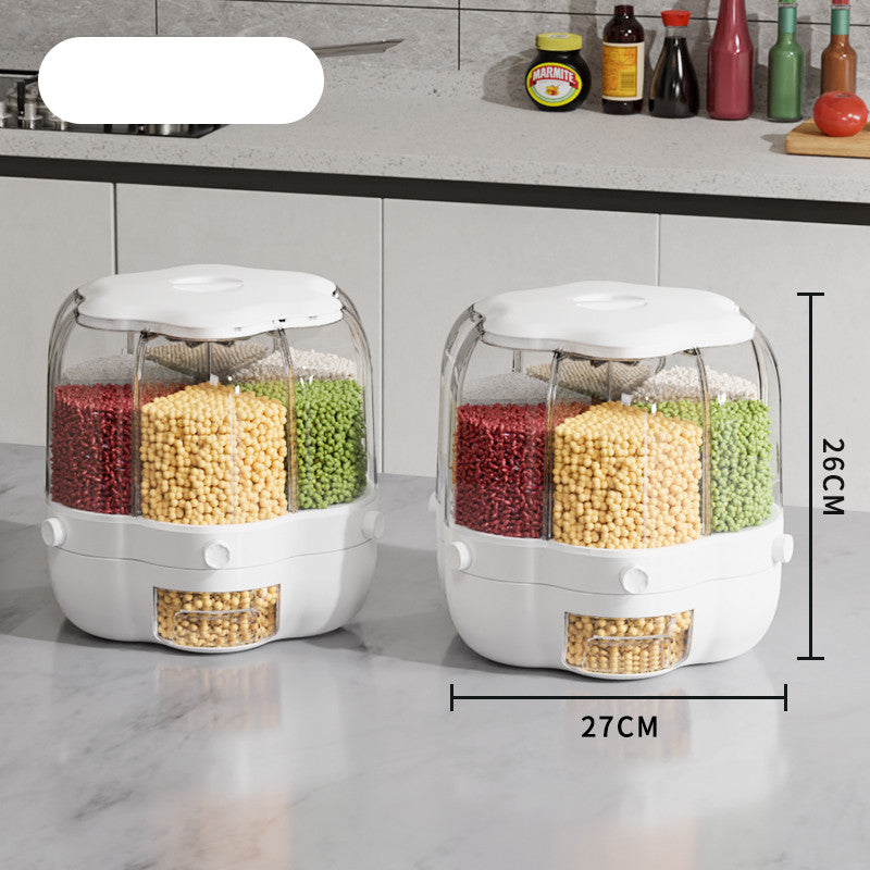 Large Food Storage Container 360 Rotating Rice Barrels Sealed Cereal Dispenser Rice Tank Grain Box Kitchen Storage Container