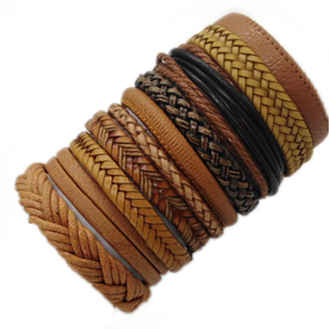 Fashion Bracelets 10pcs Set Wrap Woven Fashion Handmade Men