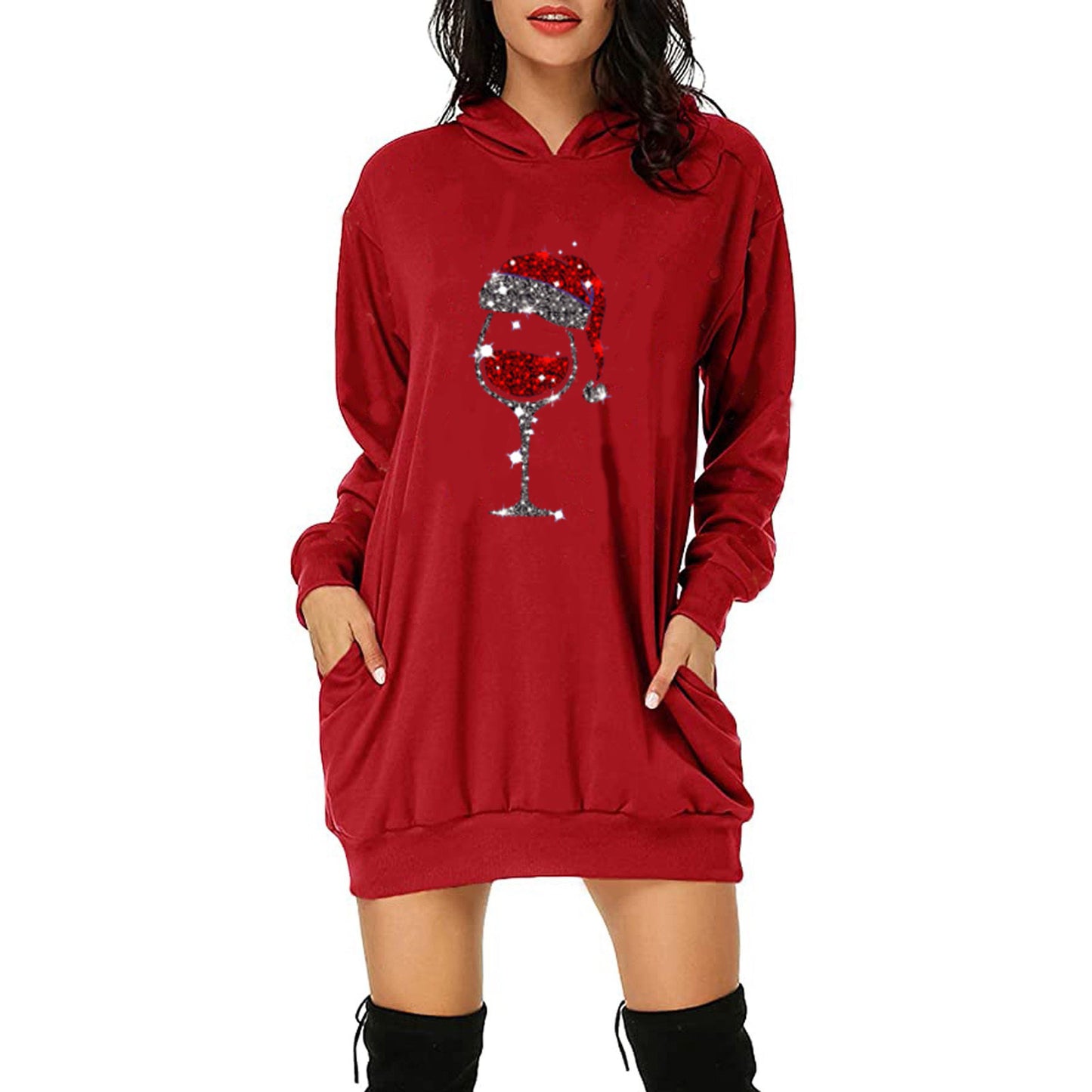 Red Wine Glass Bag Hip Pocket Hoodie