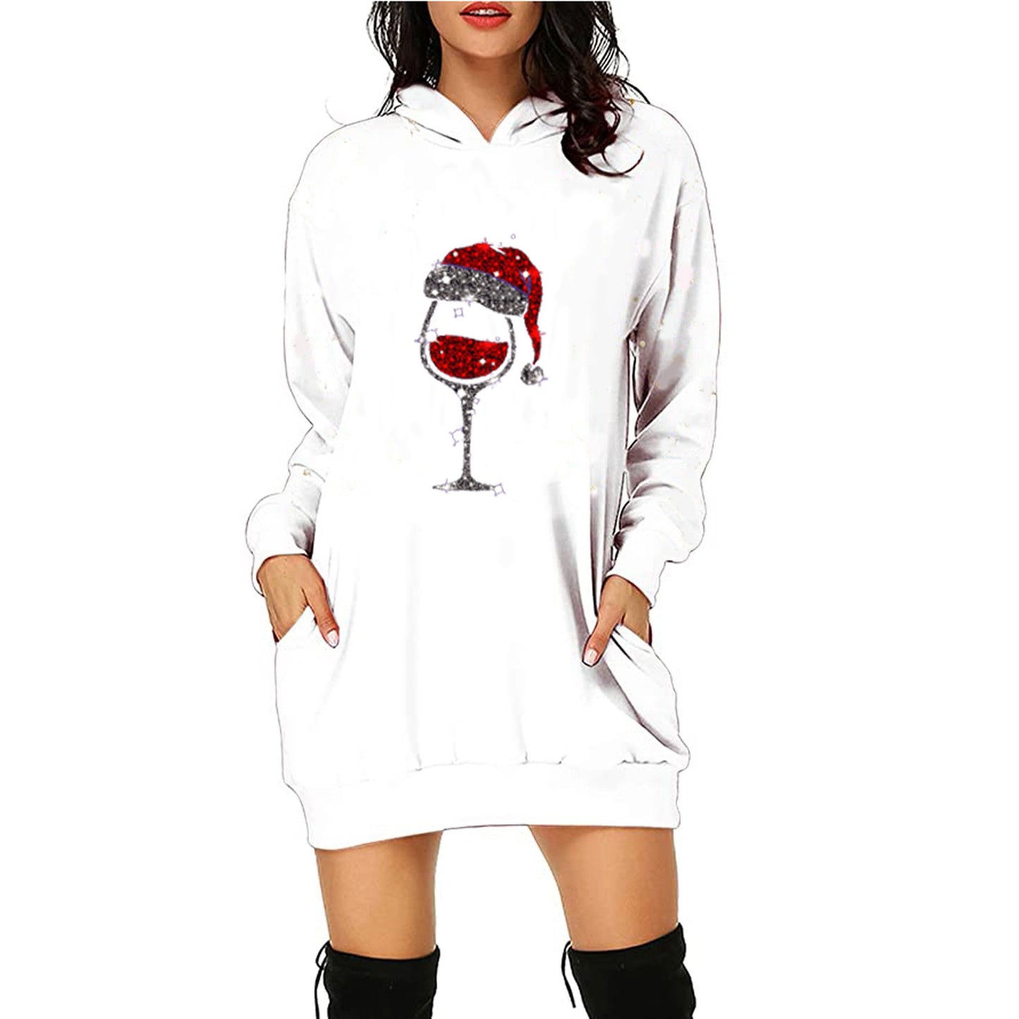 Red Wine Glass Bag Hip Pocket Hoodie