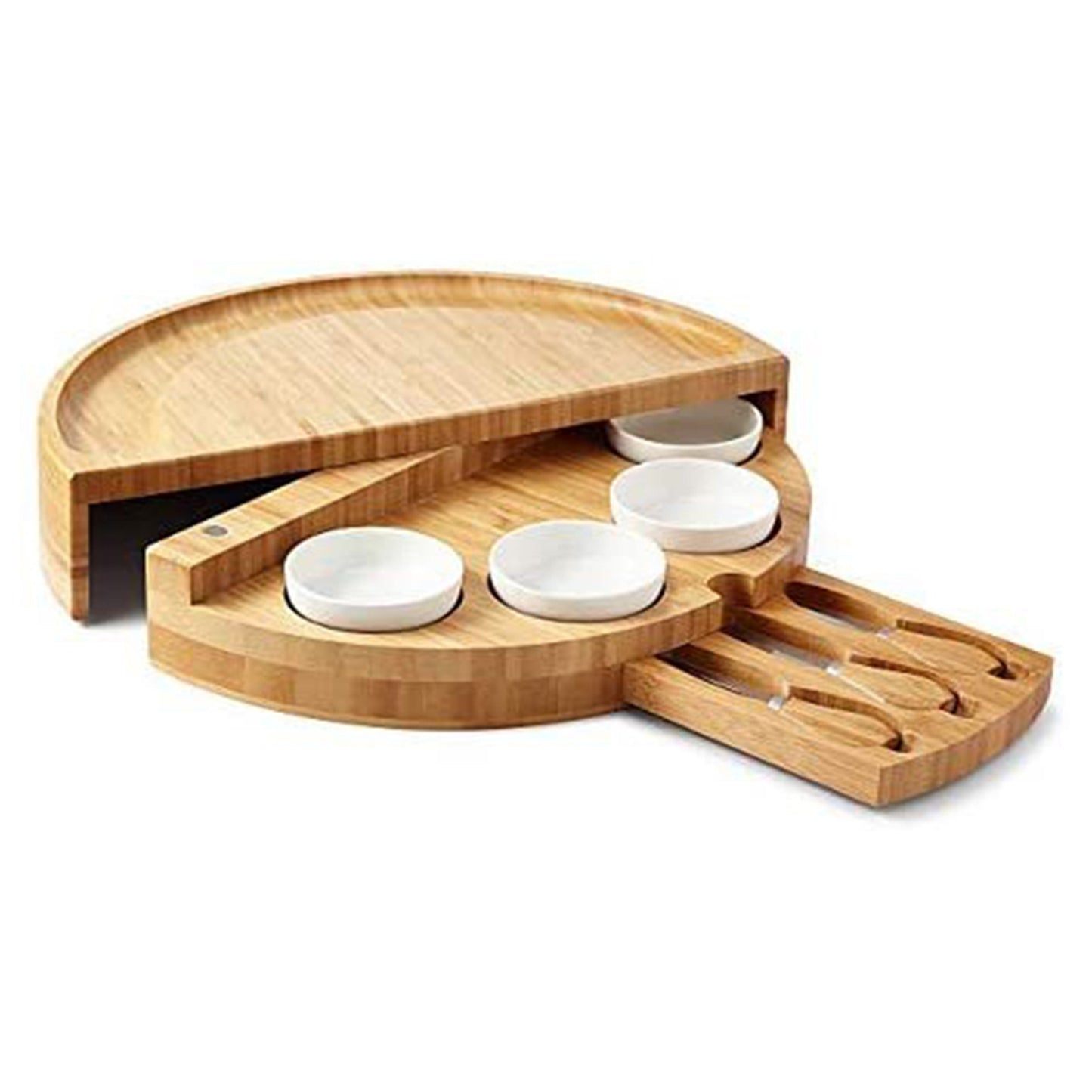 Wooden Cheese Cutting Board Set Rotating Opening And Closing