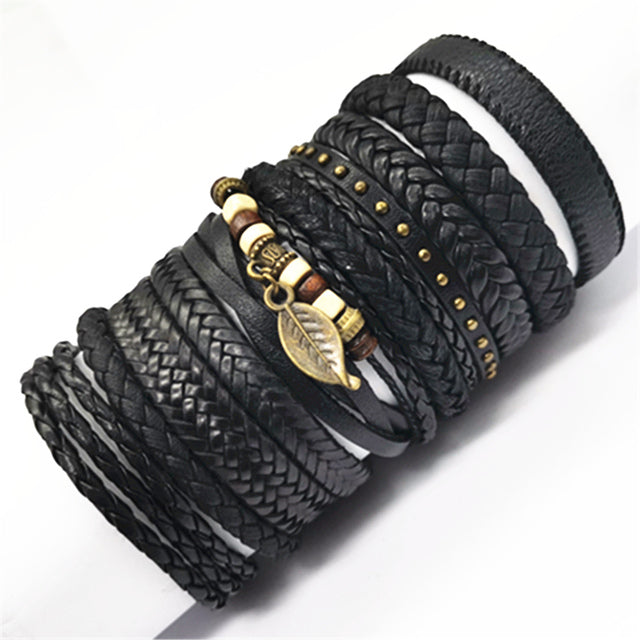 Fashion Bracelets 10pcs Set Wrap Woven Fashion Handmade Men