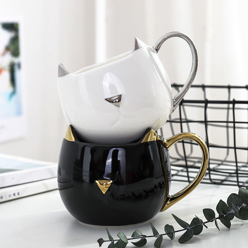 Black and white cat ceramic cup couple water cup