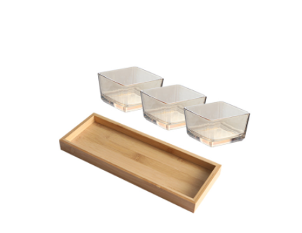 Bamboo And Wood Snack Tray Divided Snack Dried Fruit Tray