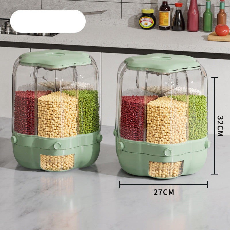 Large Food Storage Container 360 Rotating Rice Barrels Sealed Cereal Dispenser Rice Tank Grain Box Kitchen Storage Container