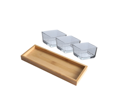 Bamboo And Wood Snack Tray Divided Snack Dried Fruit Tray