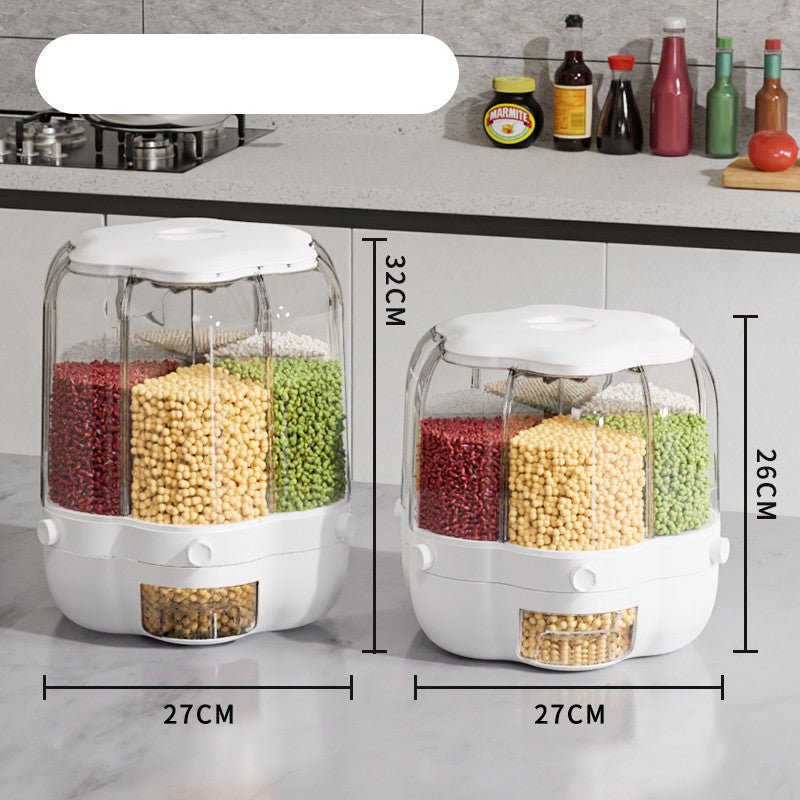 Large Food Storage Container 360 Rotating Rice Barrels Sealed Cereal Dispenser Rice Tank Grain Box Kitchen Storage Container