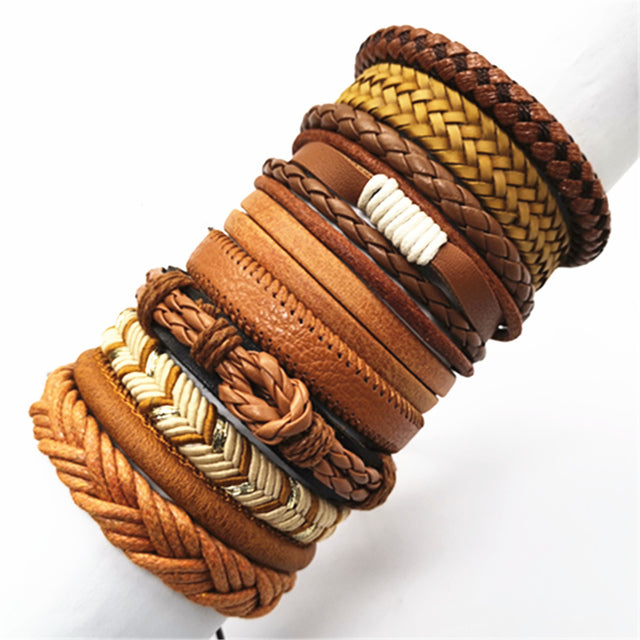 Fashion Bracelets 10pcs Set Wrap Woven Fashion Handmade Men