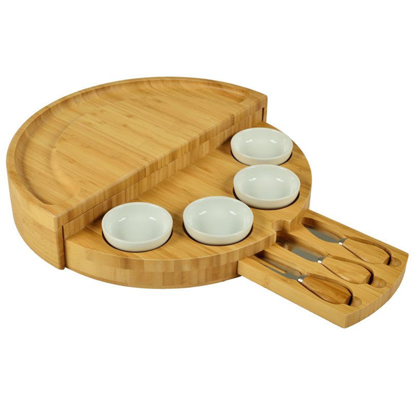 Wooden Cheese Cutting Board Set Rotating Opening And Closing