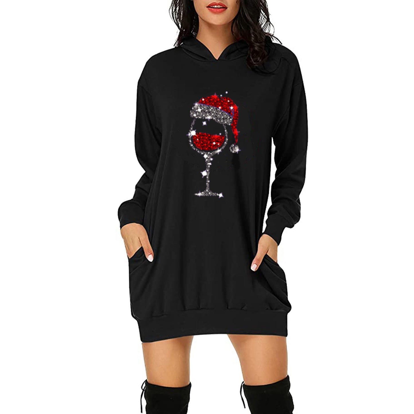 Red Wine Glass Bag Hip Pocket Hoodie