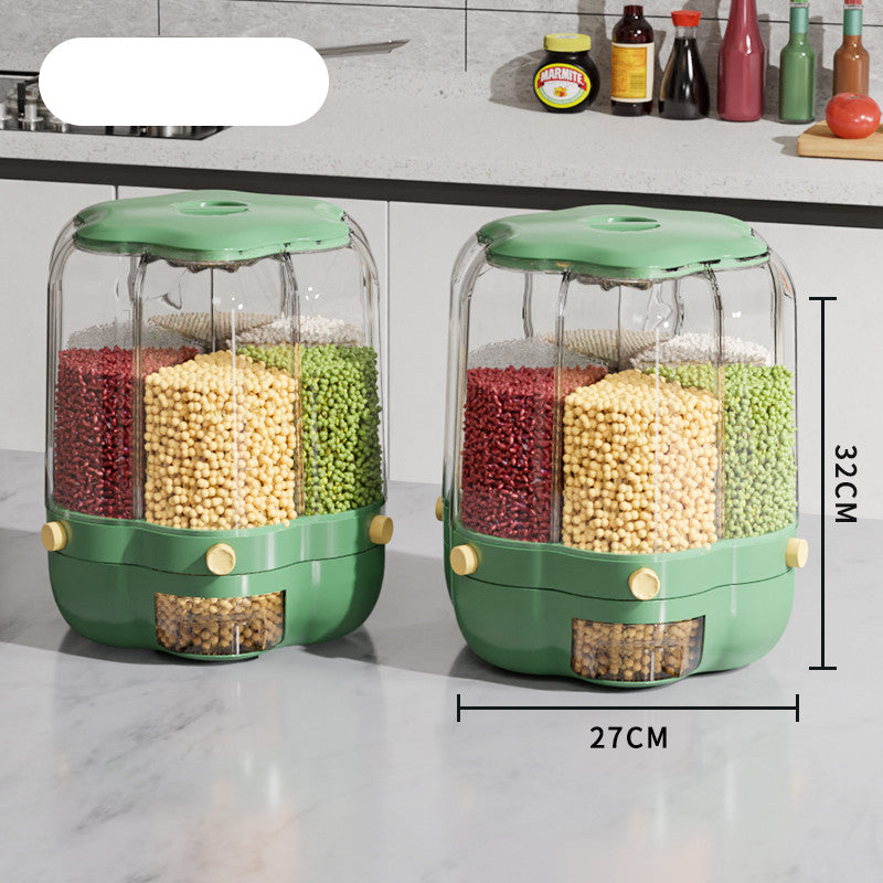 Large Food Storage Container 360 Rotating Rice Barrels Sealed Cereal Dispenser Rice Tank Grain Box Kitchen Storage Container