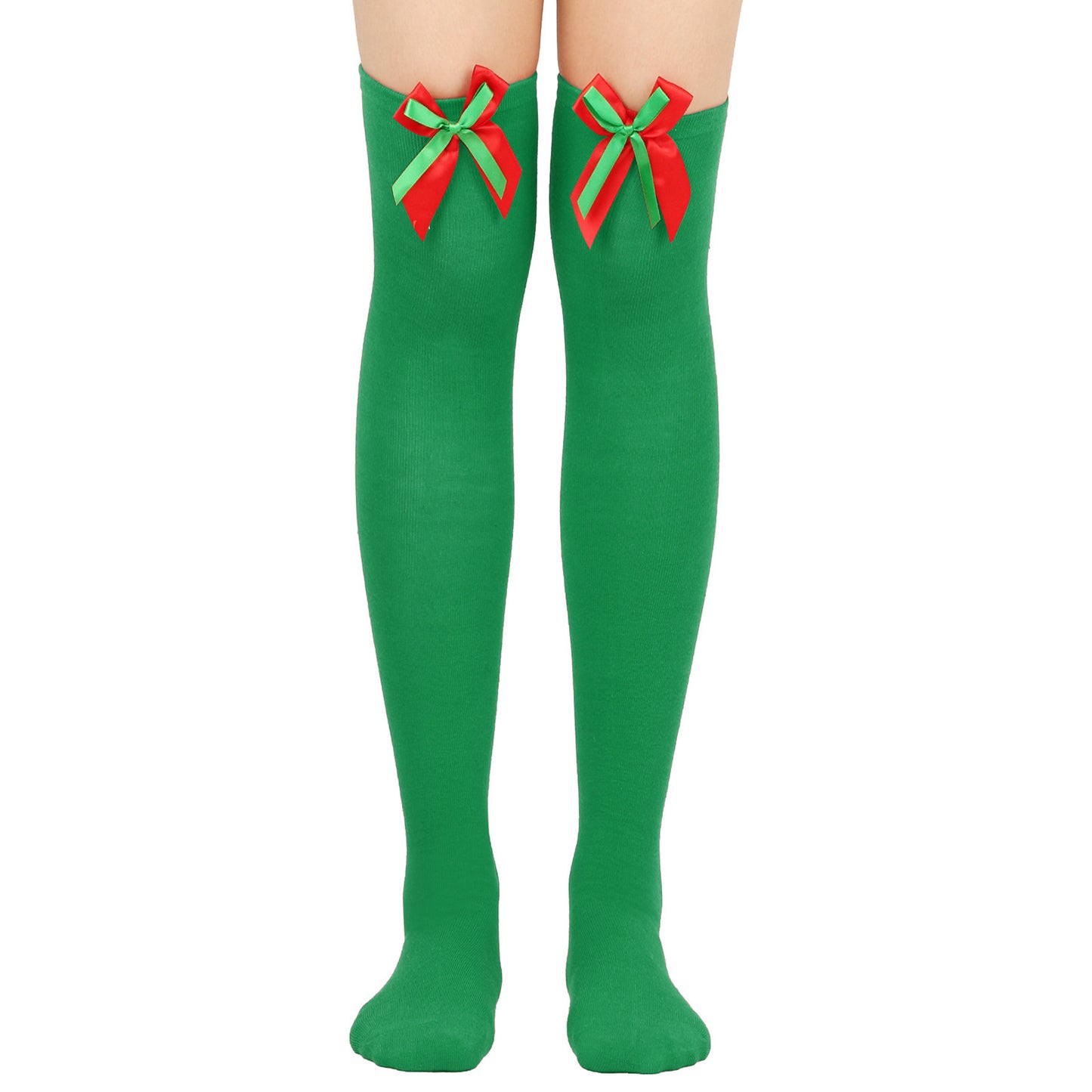 New Bow Christmas Socks Puff Ball Over Knee Women's Long Tube