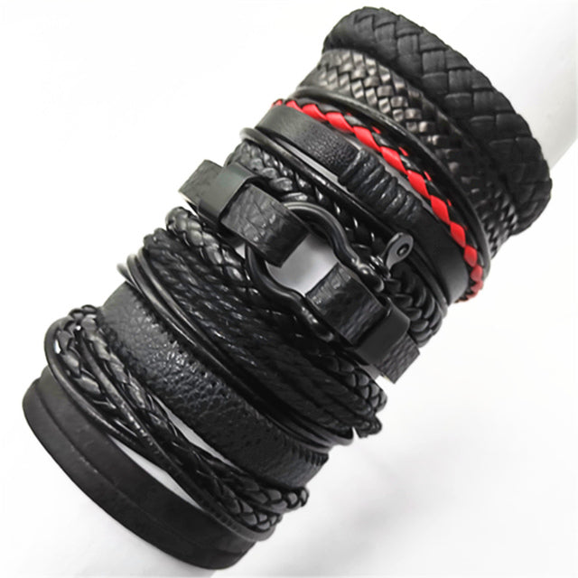 Fashion Bracelets 10pcs Set Wrap Woven Fashion Handmade Men