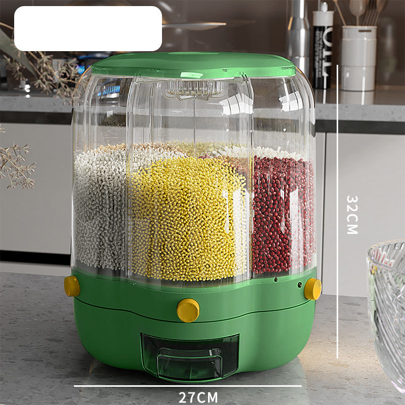 Large Food Storage Container 360 Rotating Rice Barrels Sealed Cereal Dispenser Rice Tank Grain Box Kitchen Storage Container